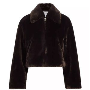 Frame Faux Fur Zip Up Coat Espresso - Size Large NWT (perfect condition)